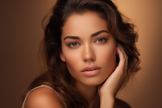 Portrait of beautiful young woman with clean fresh skin.beauty and spa concept