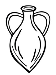 Jug for wine in outline style on a white background. Vector illustration.