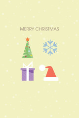 Merry Christmas with christmas ornaments minimal style vector illustration. Merry Christmas and Happy New Year greeting card template.