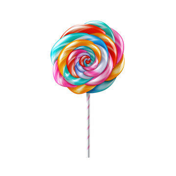 sweet spiral lollipop on white plastic sticks png