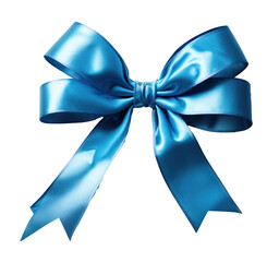 Blue bow with blue ribbon isolated on transparent background. generative ai