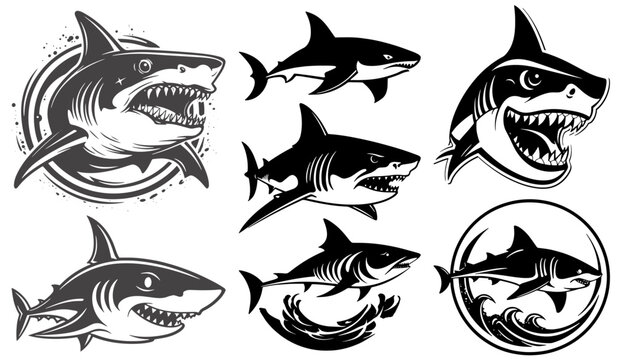 cartoon shark logo. Shark.Bull shark.Vector illustration ready for vinyl cutting