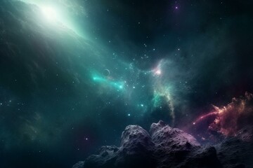 Obraz na płótnie Canvas Beautiful nebula wallpaper depicting deep space, stars, and the universe. Generative AI
