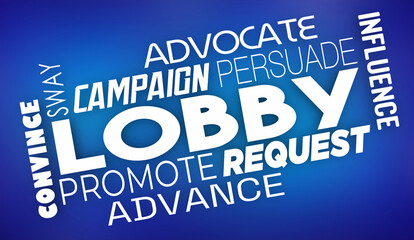 Lobby Influence Campaign Special Interest Advocate Words 3d Illustration
