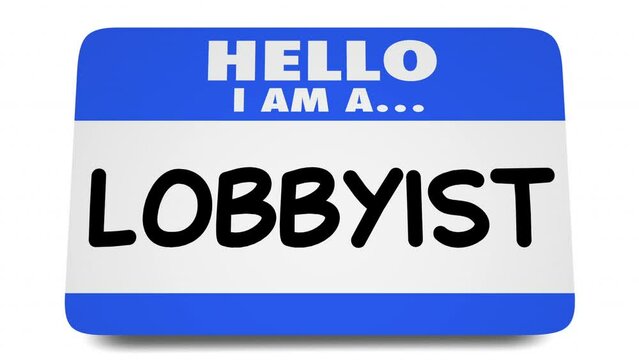 Hello Im a Lobbyist Name Tag Sticker Politics Special Interest Advocate 3d Animation