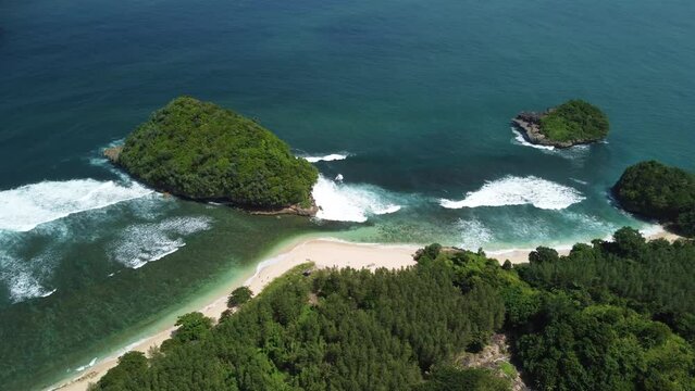 The stunning view of a beach on the island of Java, as well as the weather is very sunny