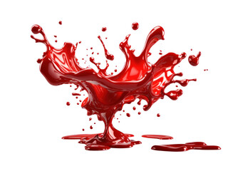 red splashes of ketchup isolated on transparent background. generative ai