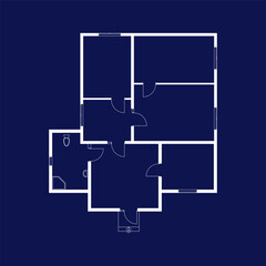 Blueprint floor plan of a modern apartment.  Suburban house.  Vector architectural background.