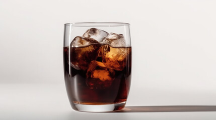 Ice-Cold Indulgence: A tempting glass of iced cola, condensation glistening on the sides, promising a refreshing burst of fizzy delight