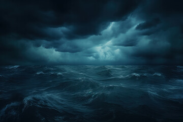  horror black blue sky, sea haunted cloud, scary ocean, depression background, mystery gloomy dark theme, blur texture,ai generative
