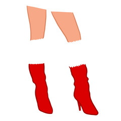 Woman Legs Wearing Red Christmas Boots