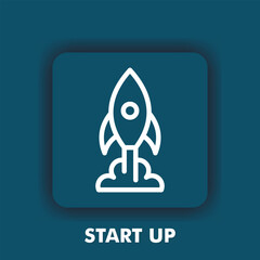 Vector startup rocket. start icon. rocket launch and smoke. startup project concept. vector. user interface icon.