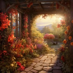 "The Elegance of Age: A House Overgrown with Enchanting Vines" Ai generated.