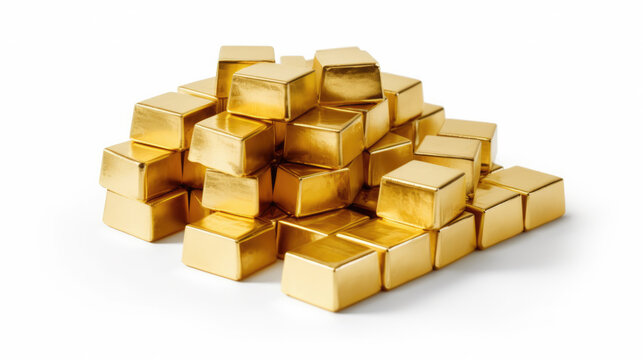 Pure gold bar brick on a pristine white background, a symbol of wealth and financial security