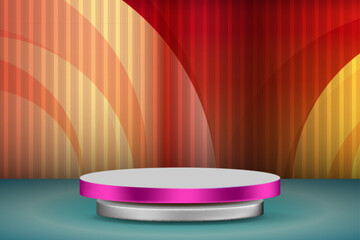 3D pink double podium with abstract background