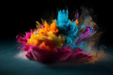Vibrant explosion of artistic powder creating an impressive and impactful eureka moment. Generative AI - obrazy, fototapety, plakaty