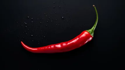Fototapete Rund Red hot chili pepper on black, Generative AI © AIExplosion