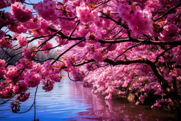 vibrant cherry blossoms. Generative AI