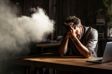Obraz premium stressed man struggling with brain fog and depression as part of a mental health crisis