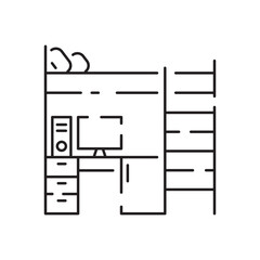 home decoration and furniture thin line icon, black color, isolated on white background