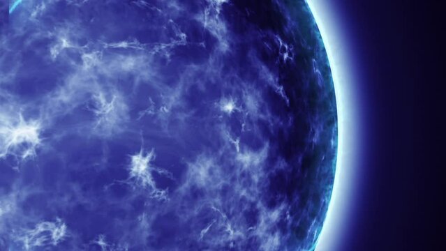 This is a motion stock graphic that shows the surface of a blue star.