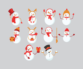 Snowman Illustration Set