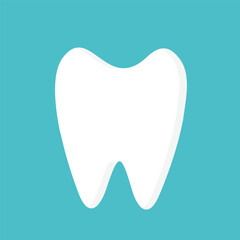 Healthy clean white tooth with shadow in flat