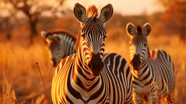 Wallpaper Zebras im Sonnenlicht - Generated by AI technology	