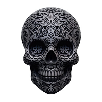 Black Sugar Skull isolated on a transparent background.