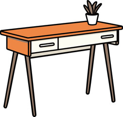 Fototapeta premium Minimalistic vector illustration of a simple, flat color writing desk in a comic style design.