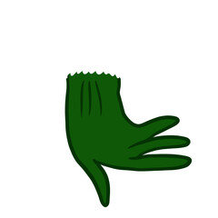 Woman Hand Wearing Green Winter Glove