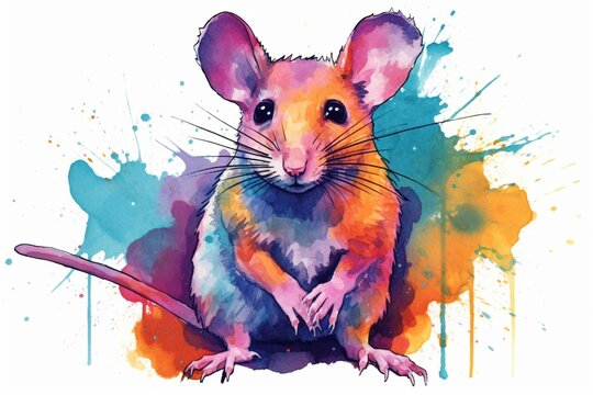 Colorful image of a rat, created with a sketchy illustration style. Generative AI