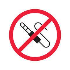 Forbidden Prohibited Warning, caution, attention, restriction label danger. No audio cabel vector icon. Do not use DJ cabel sign design. No AUX symbol flat pictogram. 