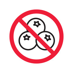 Forbidden Prohibited Warning, caution, attention, restriction label danger. No berries vector icon. Do not eat berries sign design. No berries symbol flat pictogram. 