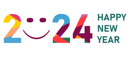 Merry Christmas and Happy New Year, White background.2024 new year idea concept