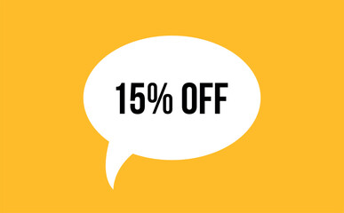 15% off speech bubble discount vector illustration. Communication speech bubble with 15% off text