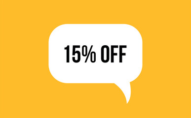 15% off speech bubble discount vector illustration. Communication speech bubble with 15% off text