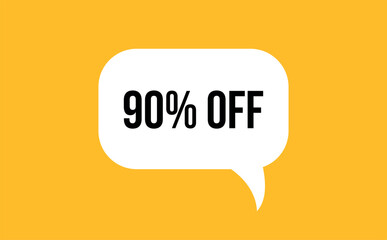 90% off speech bubble discount vector illustration. Communication speech bubble with 90% off text