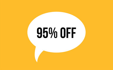95% off speech bubble discount vector illustration. Communication speech bubble with 95% off text