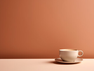 Close-up of a cup of coffee on an isolated background with space for text. AI Generation.