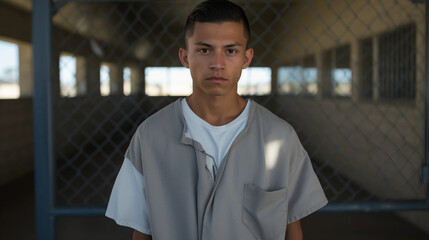 mexican teenager at juvenile detention center - obrazy, fototapety, plakaty