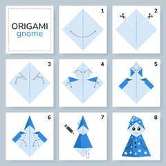 Origami tutorial for kids. Origami cute gnome.