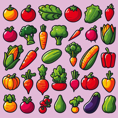 Vegetables Professional Colorful icon Design set