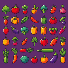 Professional Colorful Vegetables icon Design set