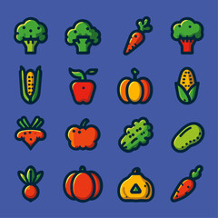 Professional Colorful icon Design Vegetables