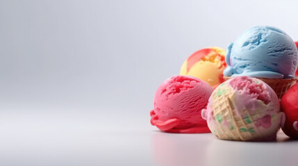 Irresistible ice cream delights in vibrant colors and delicious flavors, a frozen treat to sweeten any moment