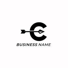 logo design creative letter C and bow arrow
