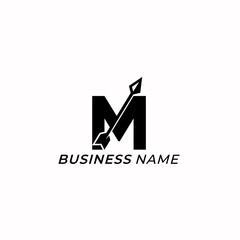 logo design creative letter M and archer