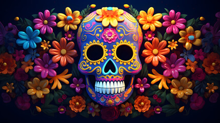 Festive dia de los muertos 3d background octane render colorful generative AI