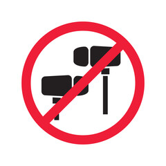 Forbidden Prohibited Warning, caution, attention, restriction label danger. No earbuds vector icon. Do not use earbuds sign design. No headphones symbol flat pictogram. No ear buds